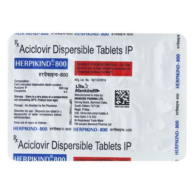 Herpikind 800mg Tablet 10'S - Viral infections-Ant