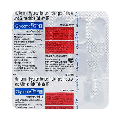 Glycomet GP 1mg Tablet 15'S - Diabetes-Ant