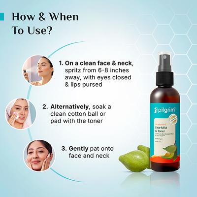 Pilgrim 1% Vitamin C TONER with Kakadu Plum & Lime Pearl for bright & clear skin 100 ml - Toners