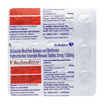 Reclimet OD 30mg Tablet 15'S - Diabetes-Ant