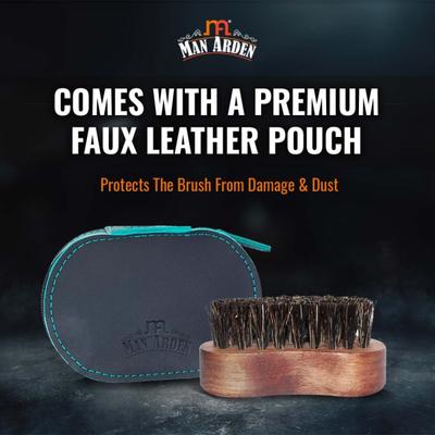Man Arden Boar Bristle Beard Brush with Leather Pouch 1's - Beard Comb