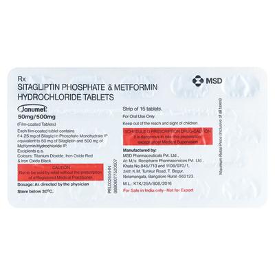 Janumet 50/500mg Tablet 15'S - Diabetes-Ant