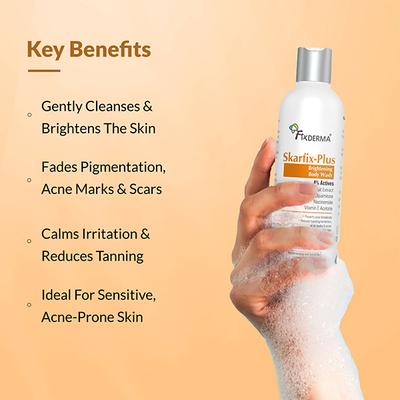 Fixderma Skarfix Plus Brightening Body Wash with 4% Actives with Kojic Acid & Niacinamide (200 ml) - Shower Gels & Body Wash