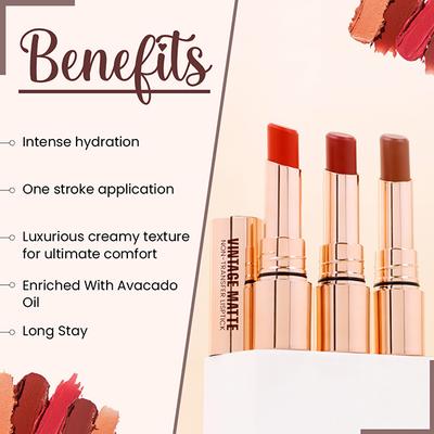 Half N Half Vintage Matte Non-Transfer Lipstick , Flash Maroon-13 3.8 g - Lipsticks