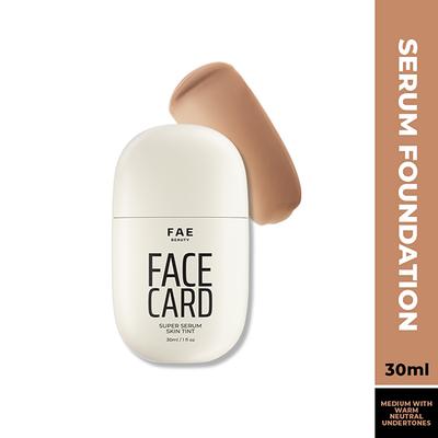 FAE Beauty Face Card Serum Skin Tint- Skin-like Foundation, Shade - 40N - Warm Neutral 30 ml - Foundation