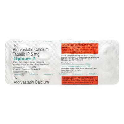 Lipicure 5mg Tablet 10'S - High Cholesterol-Dys