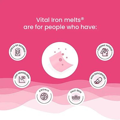 Wellbeing Nutrition Melts Vital Iron Plant Based Iron (ABFortis), Beetroot, Swiss Chard, Pumpkin Seeds, Vitamin C and Folate 30 Strips - Calcium And Minerals