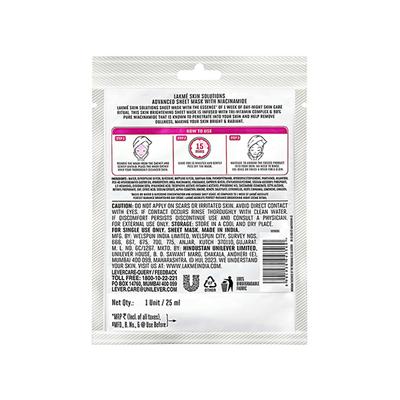 Lakme Skin Solutions Sheet Mask Brightening With Niacinamide 25 ml - Sheet Masks