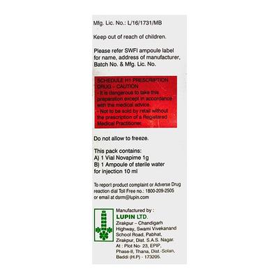 Novapime 1gm Injection 1's - Bacterial Infections-Cep