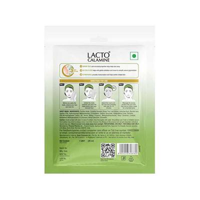 Lacto Calamine Green Tea Face Sheet Mask Instant Hydration Glycolic Acid and D-Panthenol 30 g - Sheet Masks