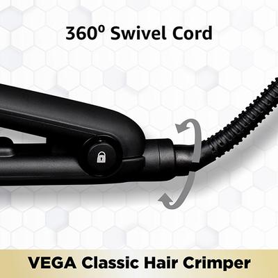 Vega Classic Hair Crimper With Ceramic Coated Plates (VHCR-01) Black 1s - Multi-Stylers