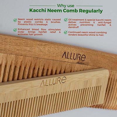 Allure Wooden Neem Comb (CB-01+CR-01) 1's - Hair Combs