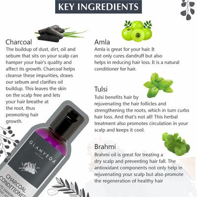Glamveda Anti Dandruff and Healthy Hydration Charcoal Conditioner 100 ml - Conditioners
