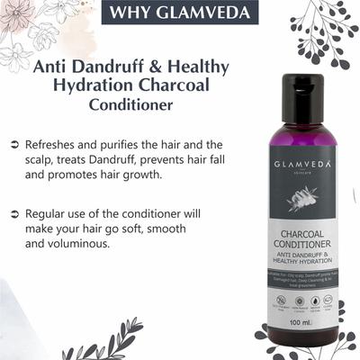 Glamveda Anti Dandruff and Healthy Hydration Charcoal Conditioner 100 ml - Conditioners