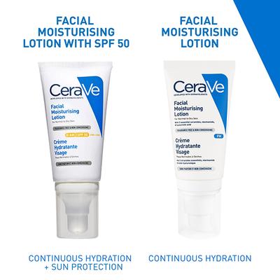 Cerave AM Facial Moisturizing Lotion - Normal to Dry Skin Day Cream With Sunscreen SPF 50 52 ml - Body Sunscreen