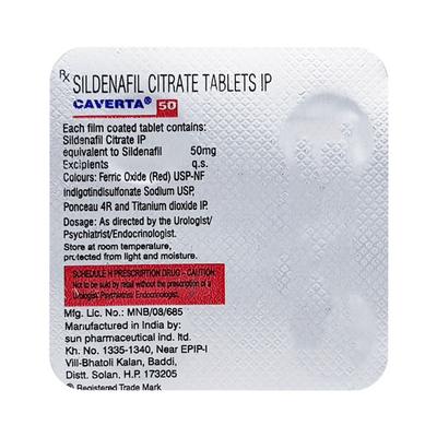 Caverta 50mg Tablet 4'S - Impotence/Erectile Dysfunction (Ed)