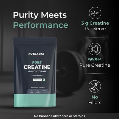 Nutrabay Pure Creatine Monohydrate Micronized Powder - Unflavoured 250 g - Workout Essentials