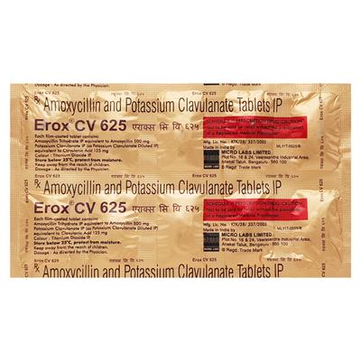 Erox CV 625mg Tablet 10'S - Bacterial Infections-Pen