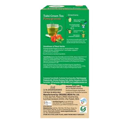 Organic India Tulsi Green Bags - Pomegranate 25's - Green/Herbal Teas