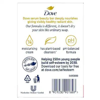 Dove Pink Radiance Serum Bar Soap (Pack of 3 x 125 g) - Soaps