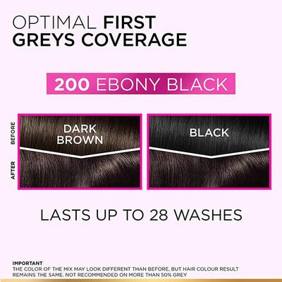 L'Oreal Paris Casting Creme Gloss Conditioning Color No Ammonia Shine Masque with Royal Jelly, Ebony Black 200 87.5gm+72ml 1's - Crème