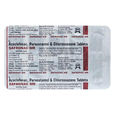 Safronac MR Tablet 10'S - Muscle Cramps/Spasticity-Mus