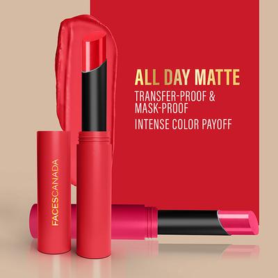 Facescanada Long Stay 3-In-1 Matte Lipstick Primer + Lip Balm Chamomile and Shea Butter Kiss Ready Nude 03, 2gm - Lipsticks