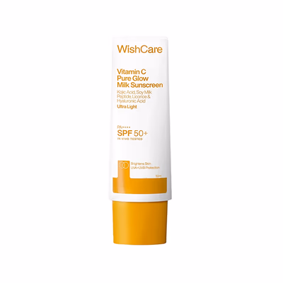 WishCare Vitamin C Pure Glow Brightening Sunscreen for Dry Skin - SPF50 PA++++In-Vivo Tested (50ml) - Face Sunscreen