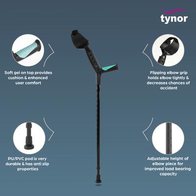 Tynor Elbow Crutch Adjustable (UN) (L 13) - Silver - Abdomen/Neck/Arm/Elbow Supports