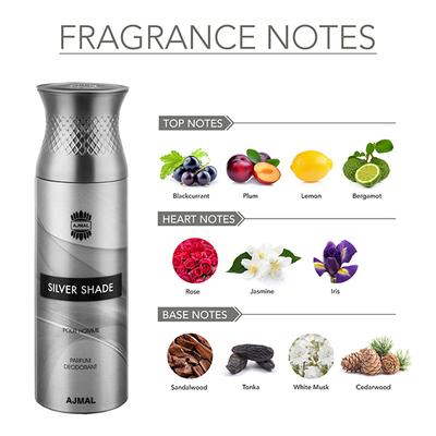 Ajmal Carbon & Silver Shade & Silver Shade Deodorant Spray - For Men (Pack Of 3) 200 ml - Men Perfumes (Edt/Edp)