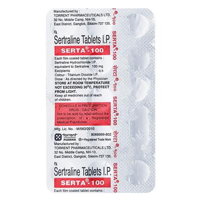 Serta 100mg Tablet 15'S - Depression-Ant