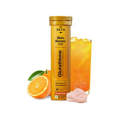 Setu Skin Renew - 15 Effervescent Tablets, Glutathione With Vitamin C, Gluta Fizz, Orange Flavour 1's - Calcium And Minerals