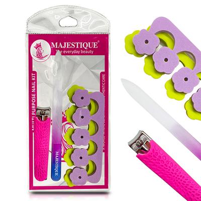 Majestique Multi Purpose Nail Kit with Glass Filer, Cutter and Toe Separator - Multicolor 1's - Cleansing Brushes