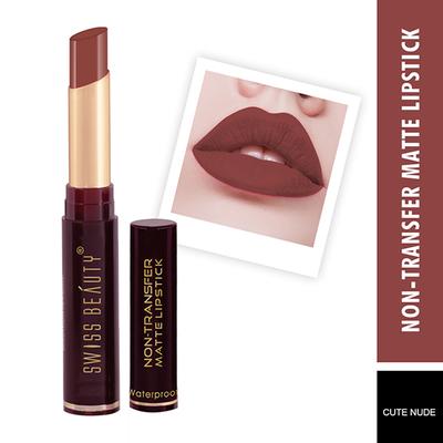 Swiss Beauty Non-Transfer Matte Lipstick - (Cute Nude) 2 gm - Lipsticks