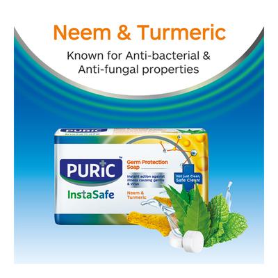 Puric InstaSafe Germ Protection Soap - Neem & Turmeric 125 gm - Soaps