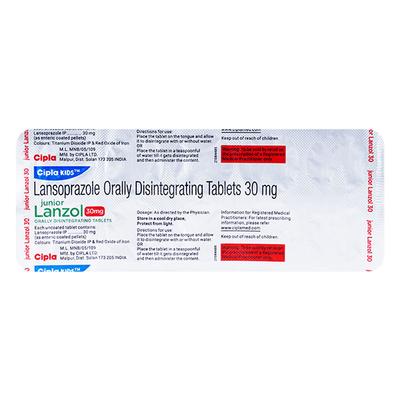 Junior Lanzol 30mg Tablet 10'S - Ulcer/Reflux/Flatulence-Aaa