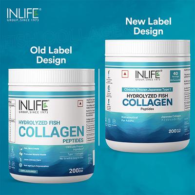 Inlife Hydrolyzed Fish Collagen Powder - Unflavoured 200 g - Hair & Skin