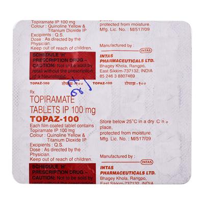 Topaz 100mg Tablet 15'S - Epilepsy/Convulsion-Ant