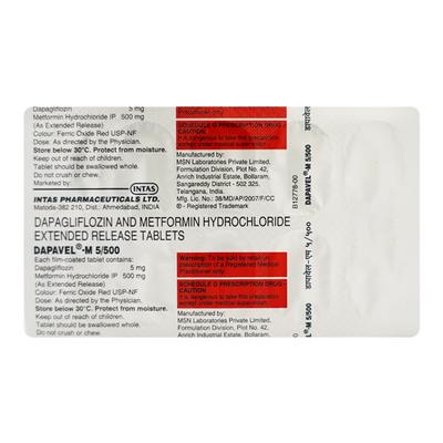 DAPAVEL M 5/500 Tablet 10's - Diabetes-Ant