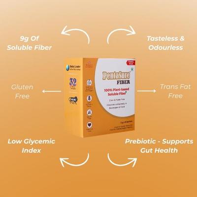 PentaSure 100% Plant-Based Soluble Fiber Powder (Travel Pack Sachet of 8 x 5 gm) - Daily Health Drinks