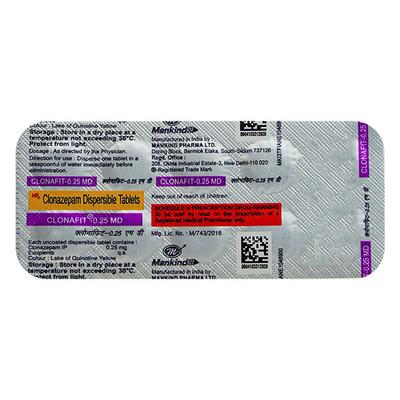 Clonafit MD 0.25mg Tablet 10'S - Anxiety-Anx