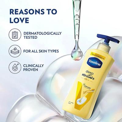 Vaseline Deep Moisture Body Lotion for Cushion Soft Skin With Ceramides Hyaluron 400 ml - Lotions & Creams