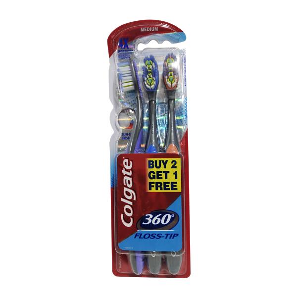 Netmeds | Colgate 360 Floss Tip Medium Toothbrush (Buy 2 Get 1)