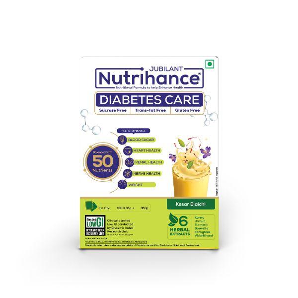 Netmeds | Jubilant Nutrihance Diabetes Care Sachet - Kesar Elaichi (Pack of 10's x 35 gm)