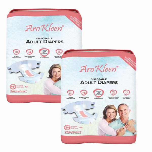 Netmeds | AroKleen Disposable Adult Diaper (XL) (127 cm - 170 cm) (Pack of 2 x 10's) 1's