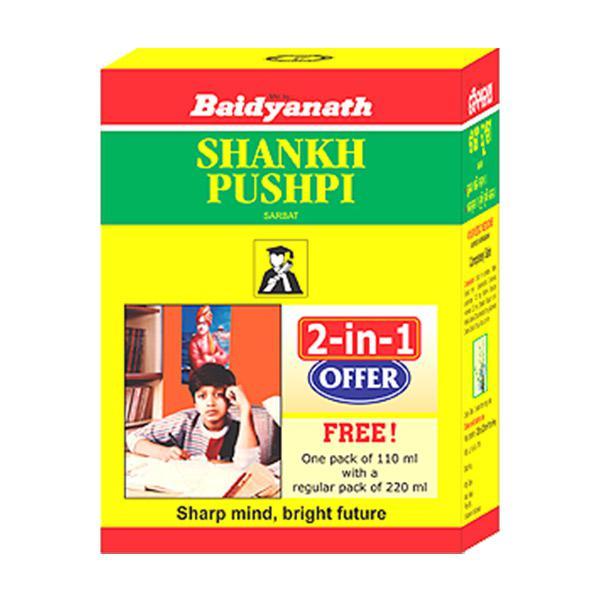 Netmeds | Baidyanath Shankh Pushpi Syrup (220 ml +110 ml Free)