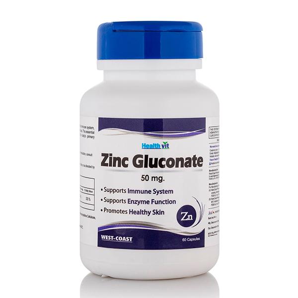 Netmeds | HealthVit Zinc Gluconate 50 mg Capsules 60's