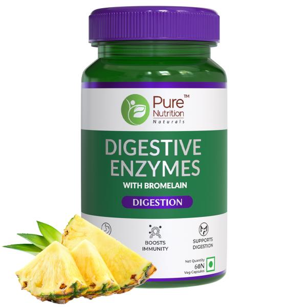 Netmeds | Pure Nutrition Digestive Enzymes with Bromelain 840 mg Veg Capsule 60's