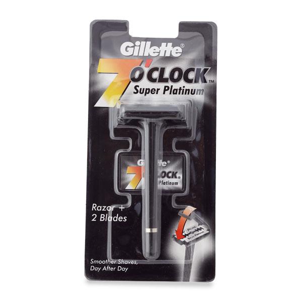 Netmeds | Gillette 7 'o' Clock Super Platinum Razor + 2 Blades