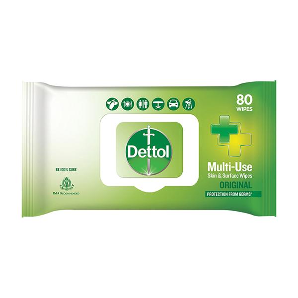 Netmeds | Dettol Multi-Use Skin & Surface Wipes - Original 80's